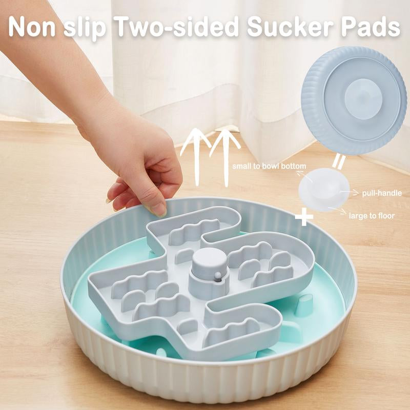 Slow Feeder Dog Bowls Anti-Choking Anti-Slip Slowing down Eating Speed 2 Dtachable Insert Mats Green Silicone & Yellow Lick Mats for Medium and Large Dogs Interactive Maze Dog Puzzle Bowl