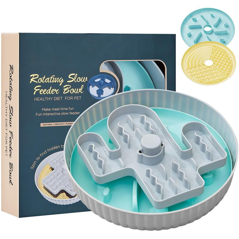 Slow Feeder Dog Bowls Anti-Choking Anti-Slip Slowing down Eating Speed 2 Dtachable Insert Mats Green Silicone & Yellow Lick Mats for Medium and Large Dogs Interactive Maze Dog Puzzle Bowl