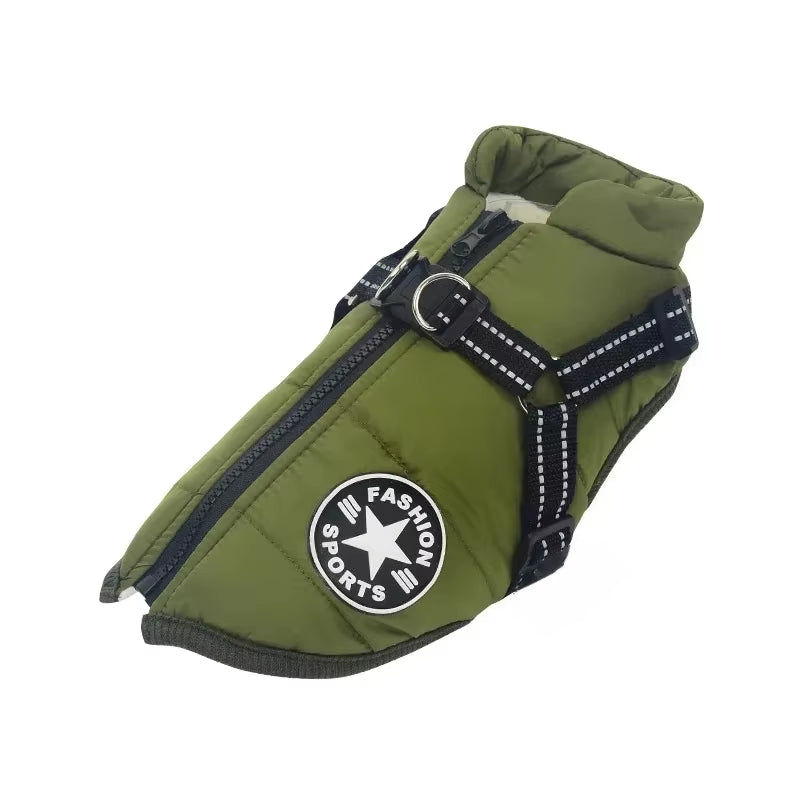 Large Pet Dog Jacket with Harness Winter Warm Dog Clothes for Labrador Waterproof Big Dog Coat Chihuahua French Bulldog Outfits