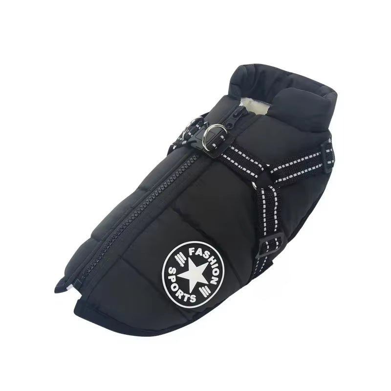 Large Pet Dog Jacket with Harness Winter Warm Dog Clothes for Labrador Waterproof Big Dog Coat Chihuahua French Bulldog Outfits